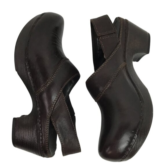 Dansko Pearl Womens 7 Leather Slingback Clogs Brown - Picture 4 of 12
